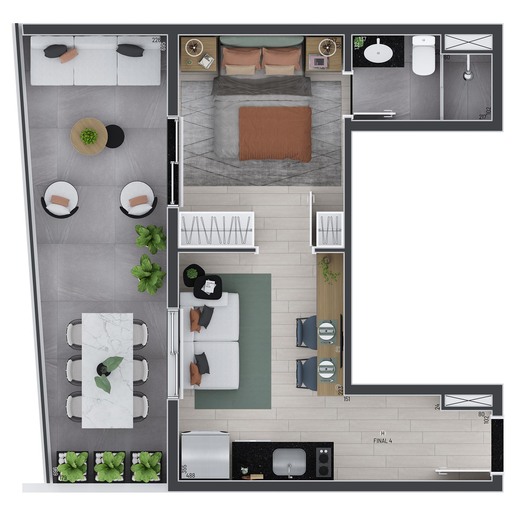 Planta 04 - 1 dorm 43 50m� - garden