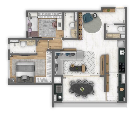 Planta 03 - 2 dorm 82m� - op��o