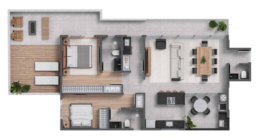 Planta 04 - 2 dorm 134 32m² - garden