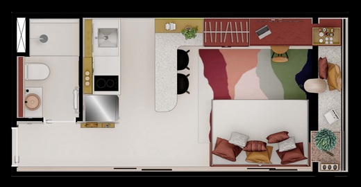 Planta 01 - 1 dorm 24,01m� - studio