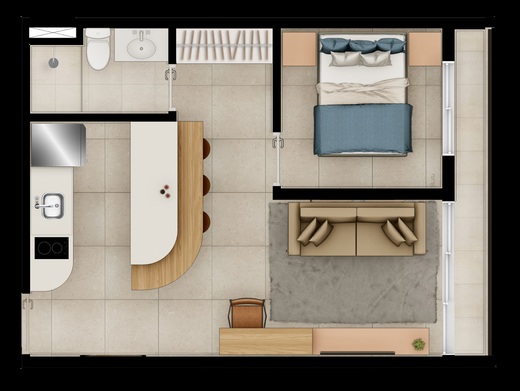 Planta 02 - 1 dorm 36,04m�