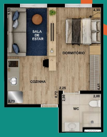 Planta 05 - 1 dorm 31,06m� - op��o