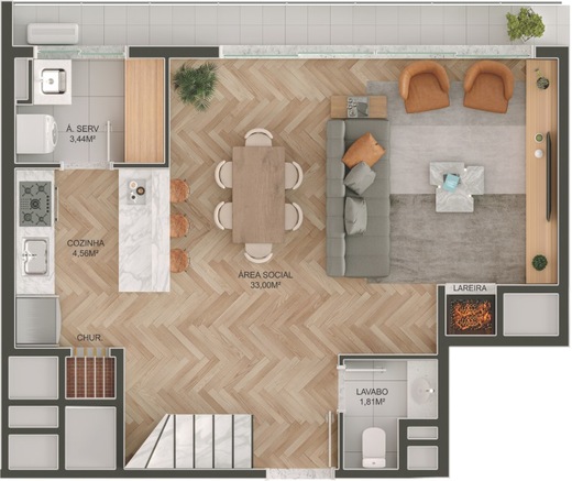 Planta 08 - 3 dorm 116m² - duplex - inferior