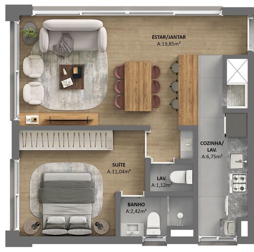 Planta 04 - 1 dorm 51,76m�