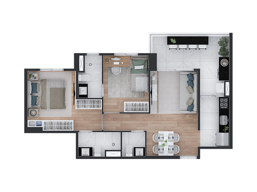 Planta 02 - 2 dorm 60m�