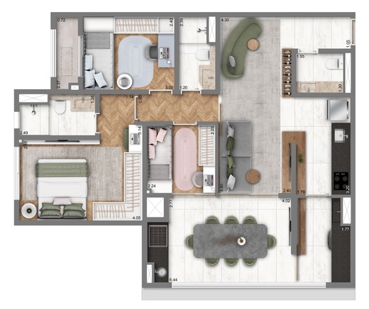 Planta 05 - 3 dorm 80m�