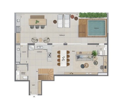 Planta 14 - 3 dorm 250,89m² - cobertura duplex - superior