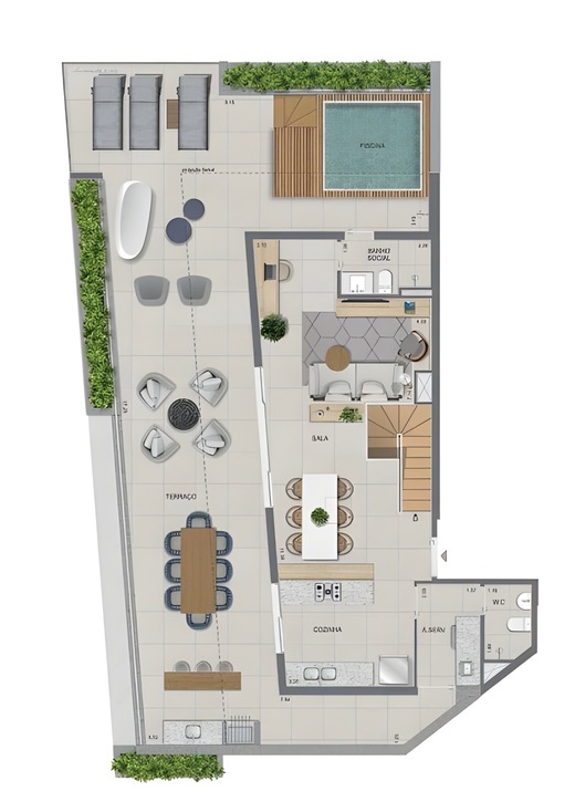Planta 17 - 4 dorm 332,30m² - cobertura duplex - superior