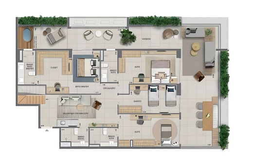 Planta 18 - 4 dorm 416,86m² - cobertura duplex - inferior