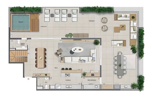Planta 20 - 4 dorm 416,86m² - cobertura duplex - superior