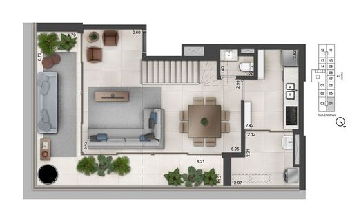 Planta 04 - 2 dorm 120m² - duplex - inferior