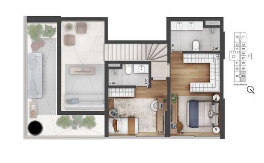 Planta 05 - 2 dorm 120m² - duplex - superior
