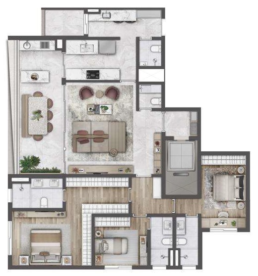 Planta 01 - 3 dorm 160m�