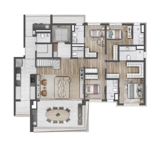 Planta 10 - 4 dorm 345m� - cobertura duplex - inferior