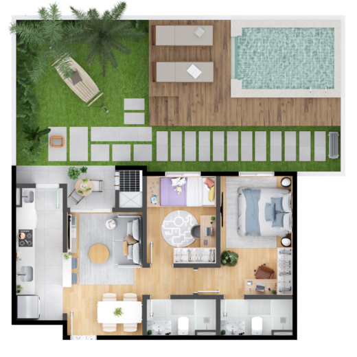 Planta 05 - 2 dorm 109,66m - garden