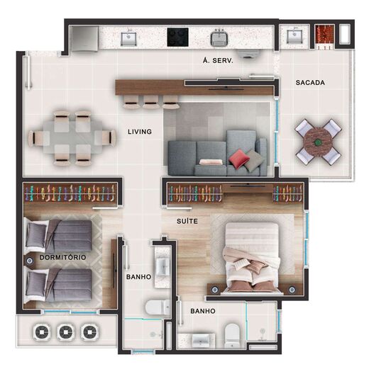 Planta 06 - 2 dorm 68,39m²
