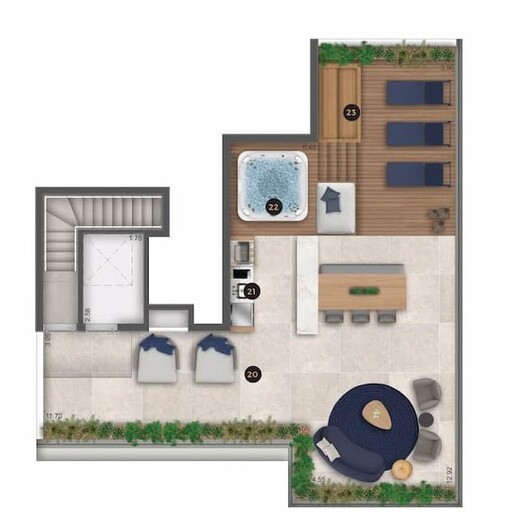 Planta 08 - 4 dorm 258,57m� - cobertura duplex - superior
