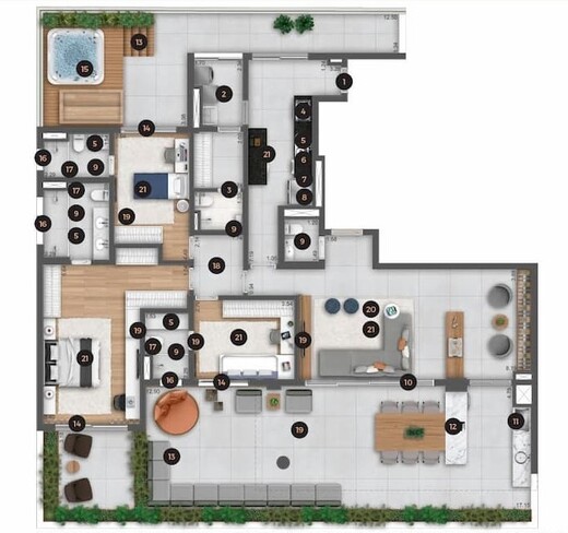 Planta 09 - 3 dorm 263,01m� - garden