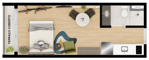 Planta 01 - 1 dorm 24,31m� - studio