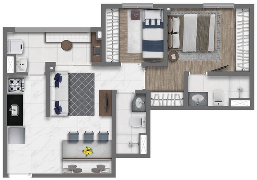 Planta 04 - 2 dorm 49,73m�