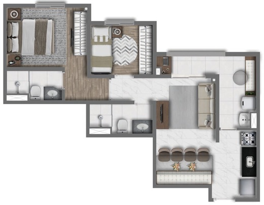 Planta 06 - 2 dorm 50m�