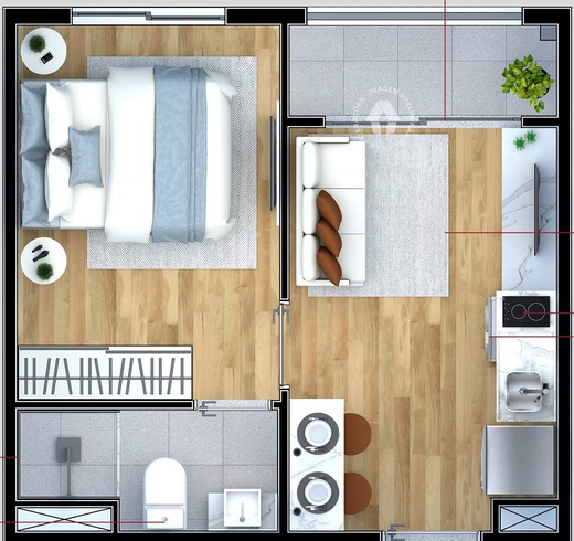 Planta 02 - 1 dorm 25m