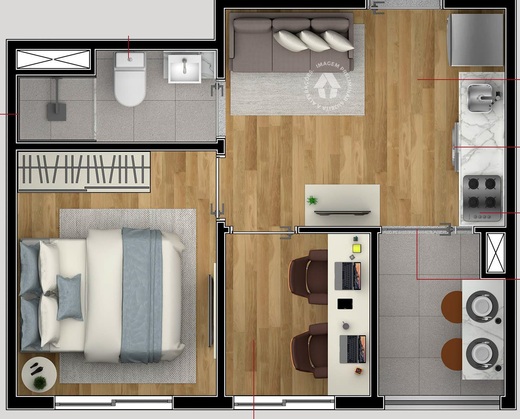 Planta 03 - 1 dorm 28m