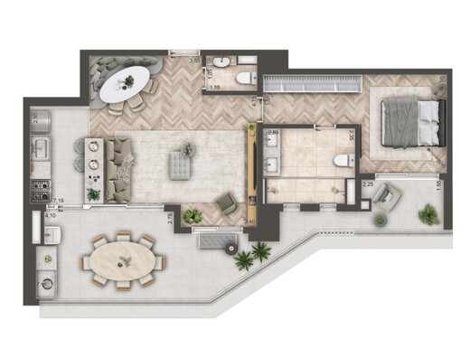 Planta 01 - 1 dorm 88,86m�