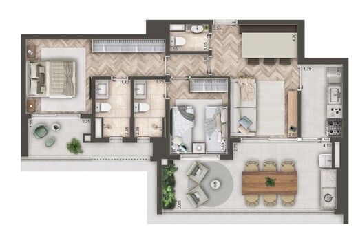 Planta 03 - 2 dorm 89,52m�