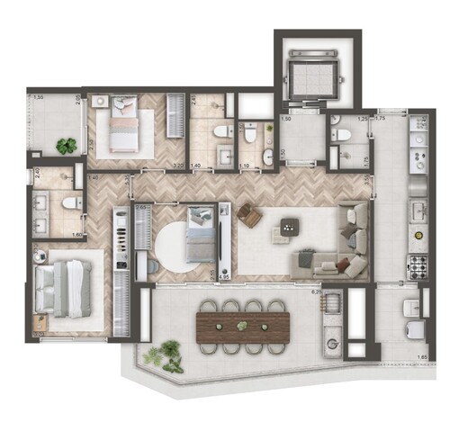 Planta 05 - 3 dorm 114,49m�