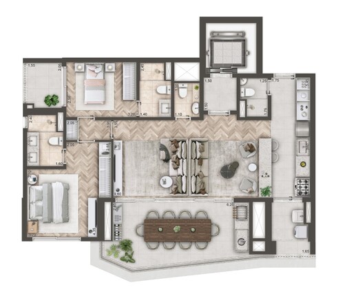 Planta 06 - 2 dorm 114,49m� - op��o