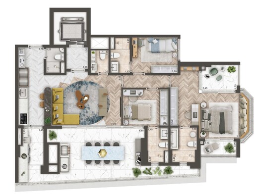 Planta 10 - 3 dorm 144,46m� - op��o