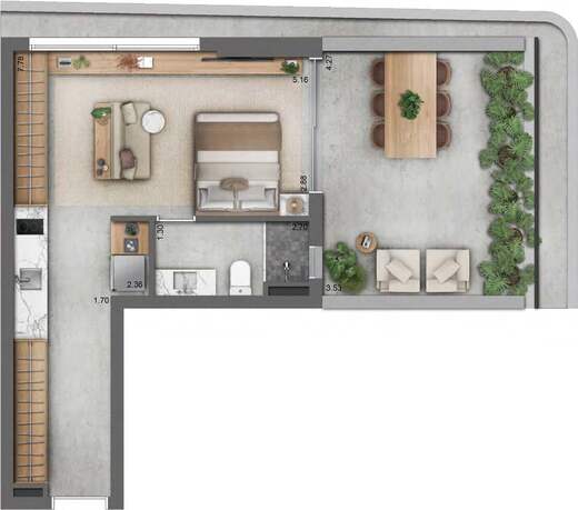 Planta 06 - 1 dorm 49,85m² - garden-