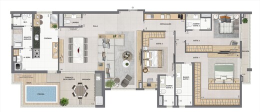 Planta 17 - 3 dorm 191,94m² - cobertura horizontal