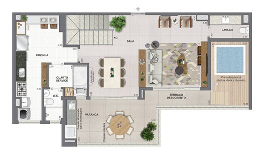 Planta 23 - 4 dorm 194,98m² - cobertura duplex - superior