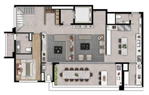Planta 08 - 4 dorm 256m� - cobertura duplex - inferior
