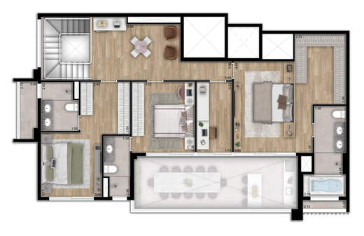 Planta 09 - 4 dorm 256m� - cobertura duplex - superior
