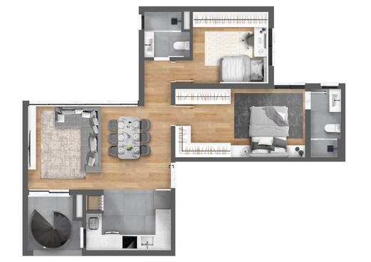 Planta 03 - 2 dorm 112,46m² - cobertura duplex - inferior