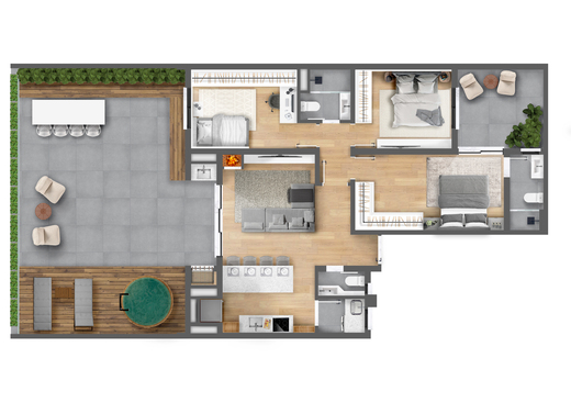 Planta 06 - 3 dorm 169,48m² - garden
