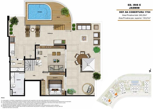 Planta 15 - 4 dorm 240,25m² - cobertura duplex - superior