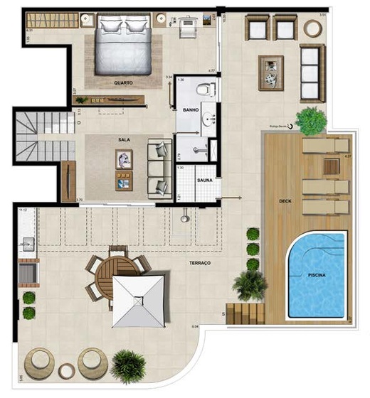 Planta 17 - 5 dorm 247,95m² - cobertura duplex - superior