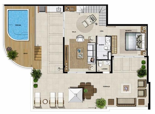 Planta 19 - 4 dorm 248,20m² - cobertura duplex - superior