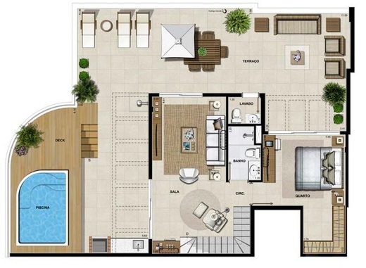 Planta 21 - 4 dorm 252,21m² - cobertura duplex - superior