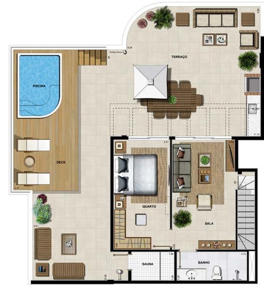 Planta 23 - 5 dorm 252,34m² - cobertura duplex - superior