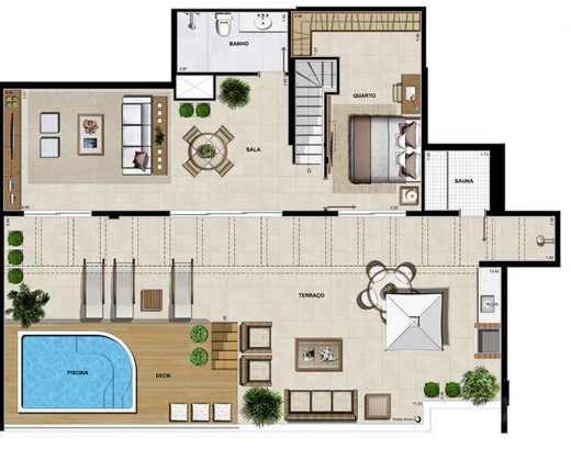 Planta 27 - 4 dorm 265,73m² - cobertura duplex - superior