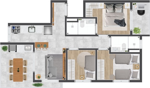 Planta 03 - 3 dorm 65m