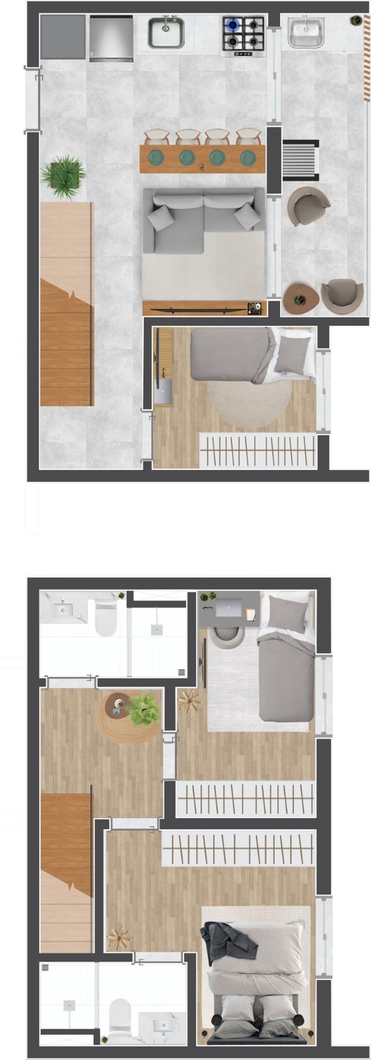 Planta 05 - 3 dorm 70m - duplex