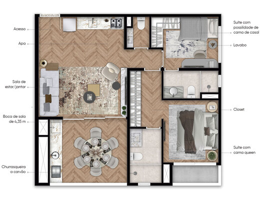 Planta 03 - 2 dorm 75m�