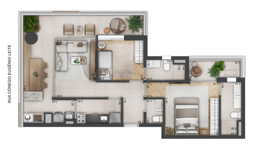 Planta 02 - 2 dorm 92m�