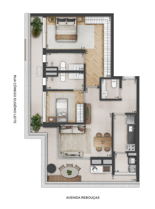 Planta 03 - 2 dorm 98m�